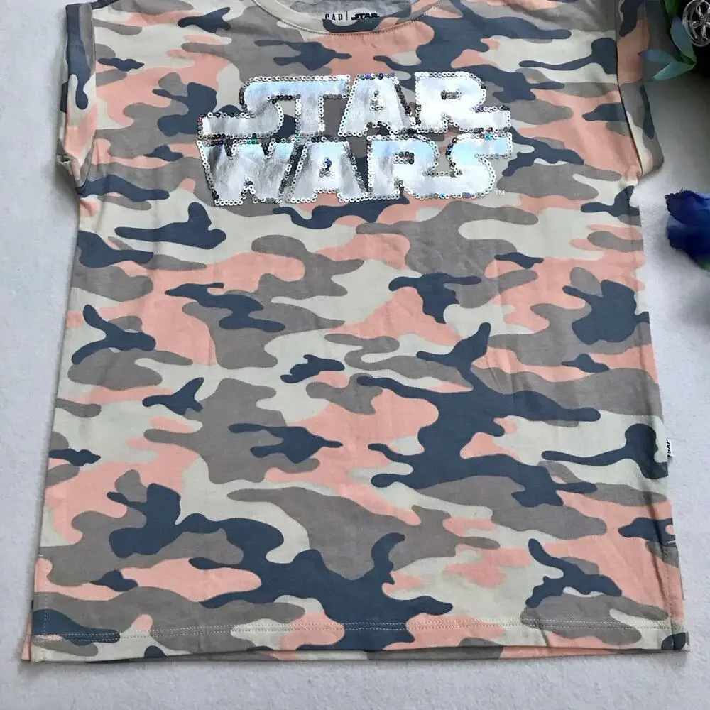 Gap Star Wars NWOT Camouflage Graphic Shirt Girls M (8)